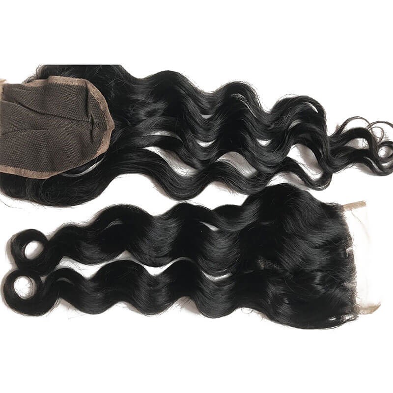 Idolra Virgin Hair Natural Wave 4 Bundles With Lace Closure 100% Virgin Human Hair Free Shipping